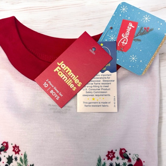 Disney Mickey Mouse Unisex Christmas Pajamas 2 Piece Set Size 10 NWT - Picture 10 of 12